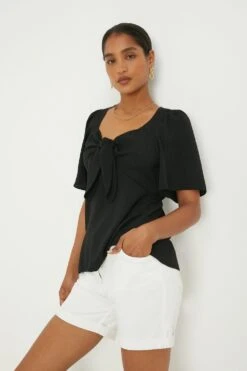 Dorothy Perkins Tie Front Blouse -Dorothy Perkins Shop bqq10148 black xl 1