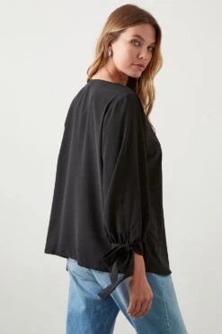 Dorothy Perkins Tie Sleeve V Neck Blouse -Dorothy Perkins Shop bqq10153 black xl 2