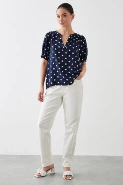 Dorothy Perkins Petite Navy Spot Puff Sleeve Overhead Shirt 6 Dorothy Perkins Petite Navy Spot Puff Sleeve Overhead Shirt -Dorothy Perkins Shop bqq10161 navy xl 1