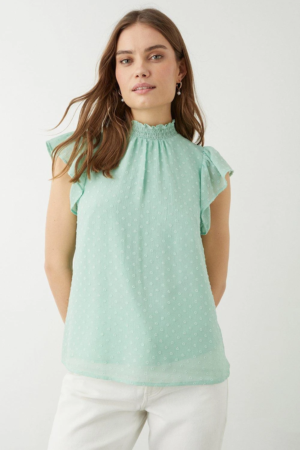 Dorothy Perkins Chiffon Dobby Frill Sleeve Blouse 3 Dorothy Perkins Chiffon Dobby Frill Sleeve Blouse