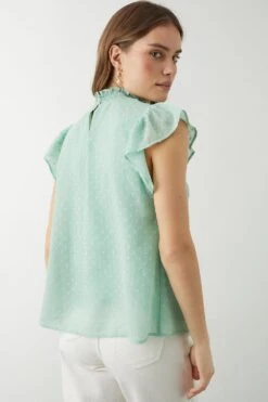 Dorothy Perkins Chiffon Dobby Frill Sleeve Blouse 8 Dorothy Perkins Chiffon Dobby Frill Sleeve Blouse -Dorothy Perkins Shop bqq10162 sage xl 2