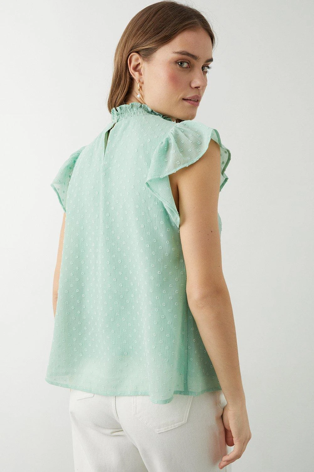 Dorothy Perkins Chiffon Dobby Frill Sleeve Blouse 5 Dorothy Perkins Chiffon Dobby Frill Sleeve Blouse - Image 3