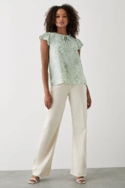 Dorothy Perkins Green Scarf Print Tie Neck Shell Top -Dorothy Perkins Shop bqq10266 green xl 1