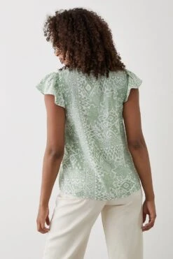 Dorothy Perkins Green Scarf Print Tie Neck Shell Top -Dorothy Perkins Shop bqq10266 green xl 2