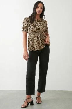 Dorothy Perkins Shirred Waist Puff Sleeve Crinkle Top -Dorothy Perkins Shop bqq10312 multi xl 1