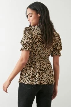 Dorothy Perkins Shirred Waist Puff Sleeve Crinkle Top -Dorothy Perkins Shop bqq10312 multi xl 2