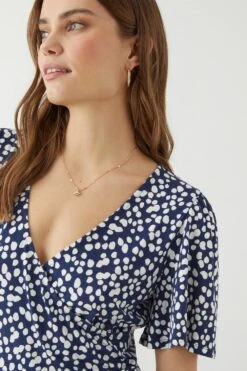 Dorothy Perkins Spot Print Angel Sleeve Wrap Top -Dorothy Perkins Shop bqq10315 navy xl 3