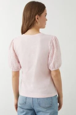 Dorothy Perkins Cotton Broderie Sleeve Top -Dorothy Perkins Shop bqq10318 peach xl 2