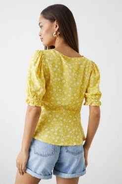 Dorothy Perkins Petite Yellow Ditsy Print Shirred Sweetheart Top 7 Dorothy Perkins Petite Yellow Ditsy Print Shirred Sweetheart Top -Dorothy Perkins Shop bqq10496 yellow xl 2