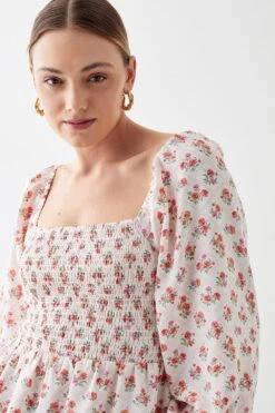 Dorothy Perkins Pink Rose Shirred Bodice Blouse -Dorothy Perkins Shop bqq10529 pink xl 1