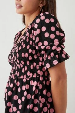 Dorothy Perkins Multi Spot V Neck Shirred Top -Dorothy Perkins Shop bqq10560 pink xl 3