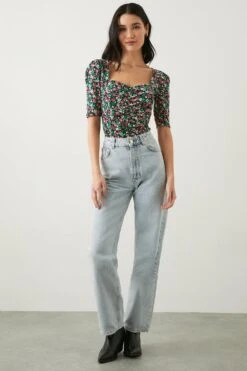 Dorothy Perkins Sweetheart Ruched Body Short Sleeve Top -Dorothy Perkins Shop bqq10561 pink xl 1