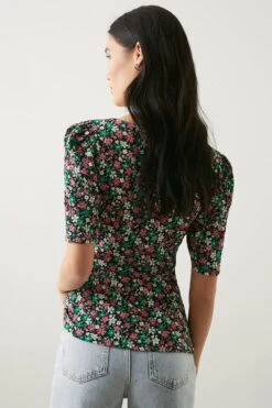 Dorothy Perkins Sweetheart Ruched Body Short Sleeve Top -Dorothy Perkins Shop bqq10561 pink xl 2