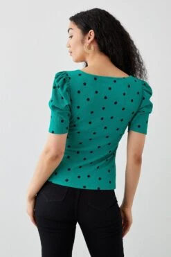 Dorothy Perkins Petite Sweetheart Ruched Body Short Sleeve Top -Dorothy Perkins Shop bqq10576 green xl 2