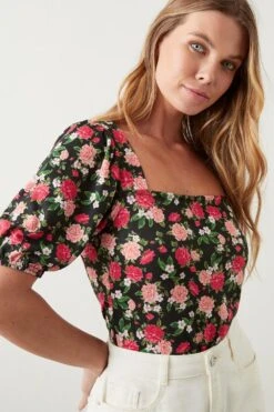 Dorothy Perkins Square Neck Puff Sleeve Top -Dorothy Perkins Shop bqq10600 black xl 1