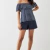 Dorothy Perkins Double Layer Printed Bardot Top -Dorothy Perkins Shop bqq10940 navy xl