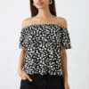 Dorothy Perkins Petite Double Layer Printed Bardot Top 1 Dorothy Perkins Petite Double Layer Printed Bardot Top -Dorothy Perkins Shop bqq10953 floral xl