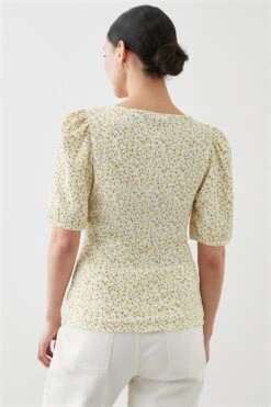 Dorothy Perkins Petite Puff Sleeve Square Neck Printed Top 7 Dorothy Perkins Petite Puff Sleeve Square Neck Printed Top -Dorothy Perkins Shop bqq10958 yellow xl 2