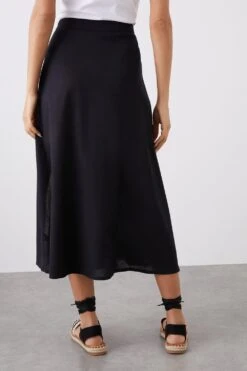 Dorothy Perkins Petite Black Button Through Midi Skirt -Dorothy Perkins Shop bqq11050 black xl 2