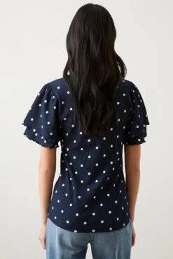 Dorothy Perkins Double Frill Sleeve Top 8 Dorothy Perkins Double Frill Sleeve Top -Dorothy Perkins Shop bqq11066 navy xl 2
