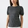 Dorothy Perkins Petite Rib Puff Sleeve Fitted Top -Dorothy Perkins Shop bqq11069 mono xl