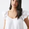 Dorothy Perkins Broderie Frill Sleeve Top