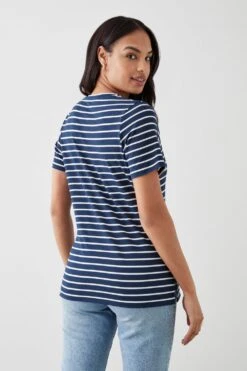 Dorothy Perkins V Neck Short Sleeve Side Split T-Shirt -Dorothy Perkins Shop bqq11079 stripe xl 2