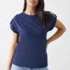 Dorothy Perkins Button Shoulder Roll Sleeve T-Shirt 2 Dorothy Perkins Button Shoulder Roll Sleeve T-Shirt -Dorothy Perkins Shop bqq11080 navy xl