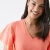 Dorothy Perkins Angel Sleeve V Neck T-Shirt -Dorothy Perkins Shop bqq11081 coral xl