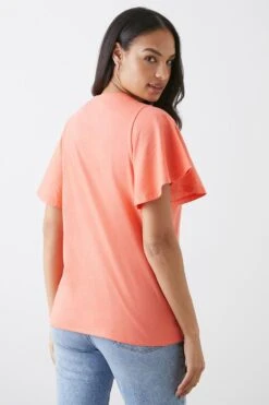 Dorothy Perkins Angel Sleeve V Neck T-Shirt -Dorothy Perkins Shop bqq11081 coral xl 2