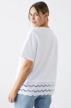 Dorothy Perkins Broderie Hem T-Shirt -Dorothy Perkins Shop bqq11084 white xl 2