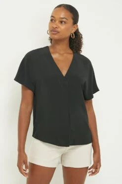 Dorothy Perkins Pleat Neck Blouse -Dorothy Perkins Shop bqq11187 black xl 1