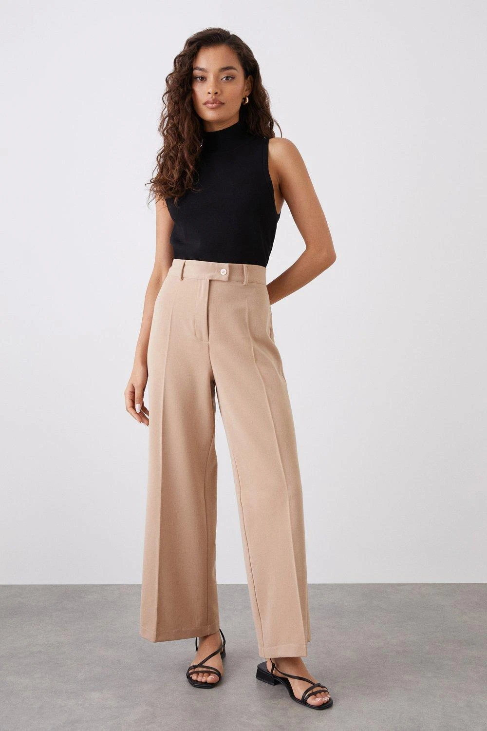 Dorothy Perkins Petite High Waist Wide Leg Tab Trouser 3 Dorothy Perkins Petite High Waist Wide Leg Tab Trouser
