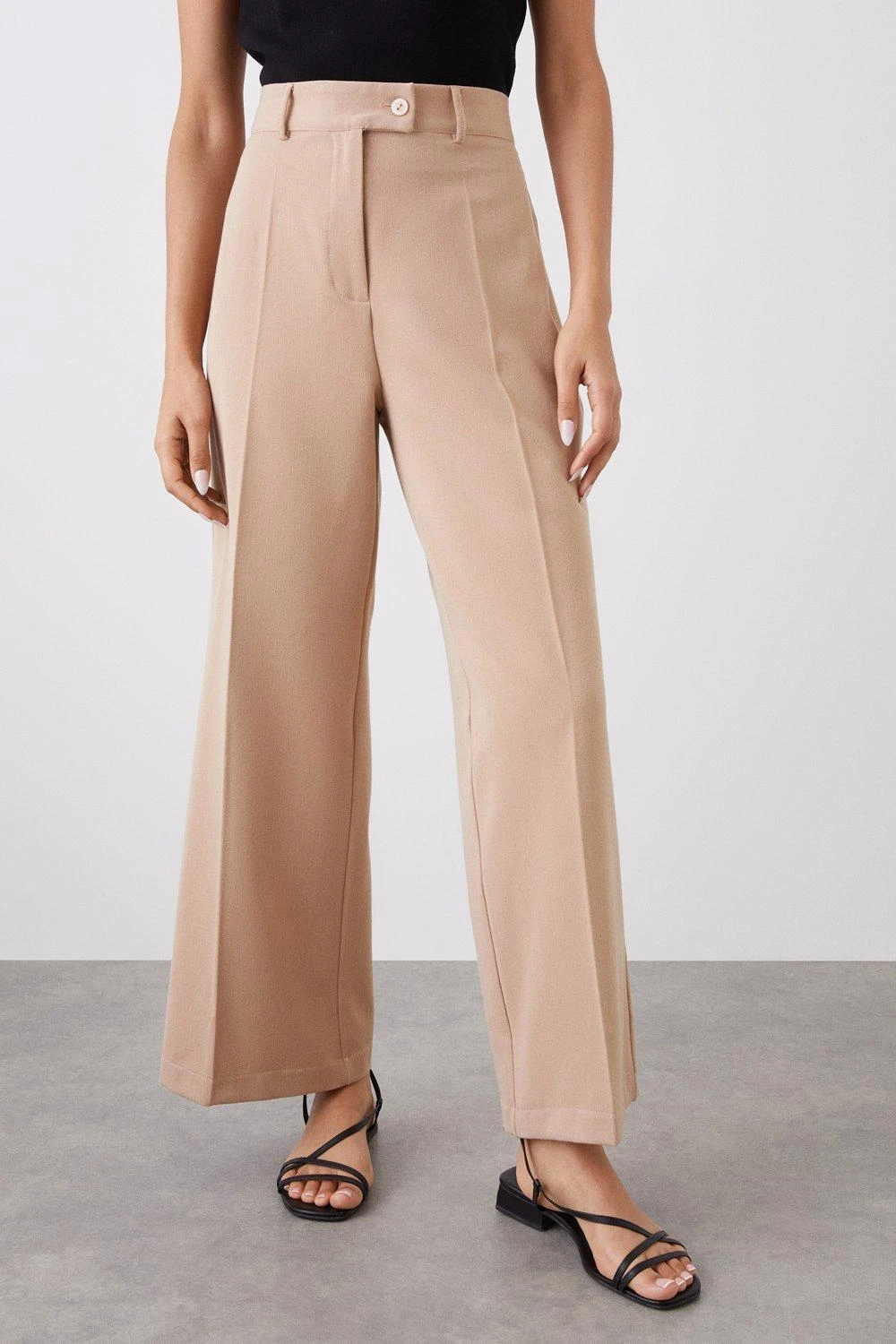 Dorothy Perkins Petite High Waist Wide Leg Tab Trouser 4 Dorothy Perkins Petite High Waist Wide Leg Tab Trouser - Image 2