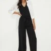 Dorothy Perkins Washed Twill Tie Waist Crop Trouser