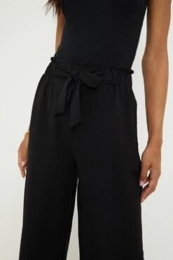 Dorothy Perkins Washed Twill Tie Waist Crop Trouser -Dorothy Perkins Shop bqq11241 black xl 1