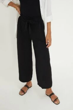 Dorothy Perkins Washed Twill Tie Waist Crop Trouser -Dorothy Perkins Shop bqq11241 black xl 3