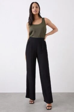 Dorothy Perkins Pull On Linen Look Wide Leg Trousers
