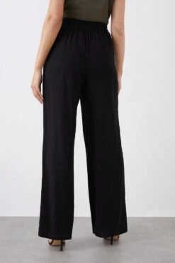 Dorothy Perkins Pull On Linen Look Wide Leg Trousers -Dorothy Perkins Shop bqq11242 black xl 2