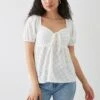 Dorothy Perkins Tie Front Broderie Jersey Top -Dorothy Perkins Shop bqq11324 white xl