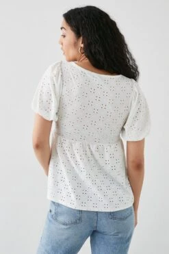 Dorothy Perkins Tie Front Broderie Jersey Top -Dorothy Perkins Shop bqq11324 white xl 2