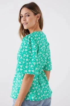 Dorothy Perkins Green Ditsy Button Front Tea Blouse -Dorothy Perkins Shop bqq11476 green xl 2