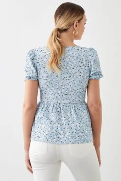 Dorothy Perkins Ditsy Printed Sweetheart Ruched Top -Dorothy Perkins Shop bqq11571 blue xl 2