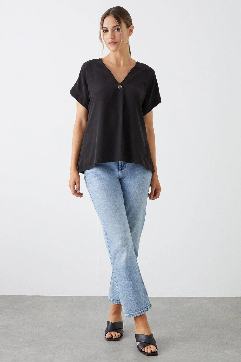 Dorothy Perkins Button Front Roll Sleeve Blouse 4 Dorothy Perkins Button Front Roll Sleeve Blouse - Image 2