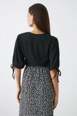 Dorothy Perkins Petite Black Plain Textured Blouse -Dorothy Perkins Shop bqq11700 black xl 2