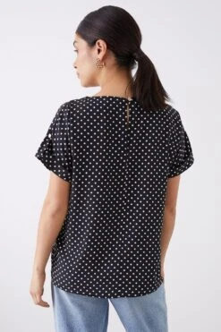 Dorothy Perkins Ivory Spot Roll Sleeve Blouse -Dorothy Perkins Shop bqq11716 ivory xl 2