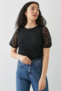 Dorothy Perkins All Over Lace Puff Sleeve Top