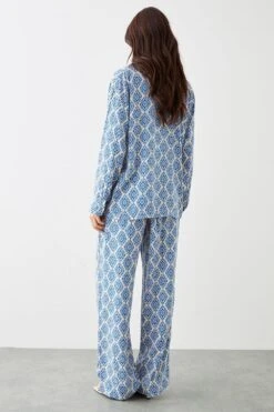 Dorothy Perkins Blue Printed Wide Leg Trousers -Dorothy Perkins Shop bqq11776 blue xl 2