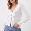 Dorothy Perkins Cutwork Detail Ruffle Top -Dorothy Perkins Shop bqq11933 ivory xl