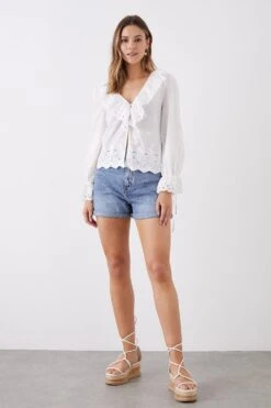 Dorothy Perkins Cutwork Detail Ruffle Top -Dorothy Perkins Shop bqq11933 ivory xl 1